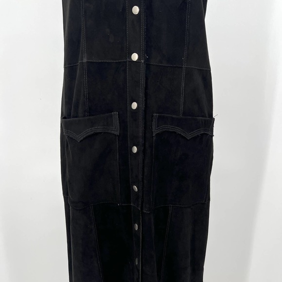 JAKETT NEW YORK Harper Dress Womens Small Black Washed Suede Sleeveless Duster - Picture 10 of 16
